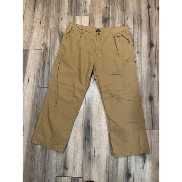 Mens Faded Glory Khaki Cargo Carpenters Pants 40X30 100% Cotton Casual Wear - Picture 1 of 7